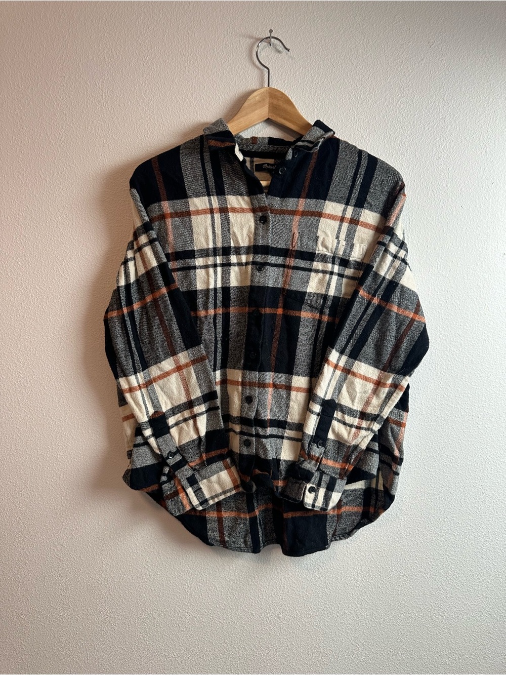 MADEWELL Flannel in Orange/White/Black Womens Size Medium